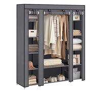 SONGMICS Armoire en Tissu 12 avec Tringle à vêtements et étagères - Armoire Solide pour Chambre à Coucher, Dressing, 150 x 45 x 175 cm, Gris LSF03G