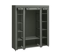 SONGMICS Armoire de Rangement en Tissu, Penderie avec Housse, Placard, Garde-Robe, 45 x 150 x 175 cm, 12 Compartiments, Cadre en Métal, pour Chambre, Vestiaire, Vert Olive LSF003C02