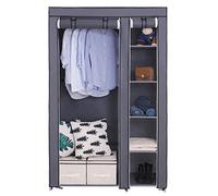 SONGMICS Armoire de Rangement Penderie de vêtement Pliable en Toile XL 110 x 45 x 175 cm Gris LSF007G