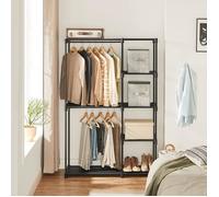 SONGMICS Armoire de Rangement, Penderie Pliable, Dressing, Armoire Métallique, avec Barres de Suspension, Porte-vêtements, pour Vestiaire, Chambre, 112 x 43 x 165 cm, Noir RYG24BK