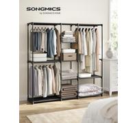 SONGMICS Armoire de Rangement, Penderie Pliable, Dressing, Armoire Métallique, avec Barres de Suspension, Porte-vêtements, pour Vestiaire, Chambre, 182 x 43 x 182 cm noir