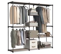 SONGMICS Armoire de Rangement, Penderie Pliable, Dressing, Armoire Métallique, avec Barres de Suspension, Porte-vêtements, pour Vestiaire, Chambre, 182 x 43 x 182 cm, Taupe RYG037R02