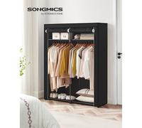 SONGMICS Armoire de Rangement, Penderie Portable avec Barre de Suspension, Porte-vêtements Pliable, Vestiaire, Chambre, Salle d’étude, 140 x 43 x 174 cm Noir