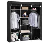 SONGMICS Armoire de Rangement, Penderie Portable avec Barre de Suspension, Porte-vêtements Pliable, Vestiaire, Chambre, Salle d’étude, 150 x 45 x 175 cm, Noir RYG12B