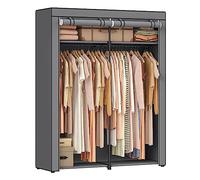 SONGMICS Armoire de Rangement, Penderie Portable avec Barre de Suspension, Porte-vêtements Pliable, Vestiaire, Chambre, Salle d’étude, 140 x 43 x 174 cm, Gris RYG02GY