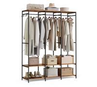 SONGMICS Armoire Vêtements Portable, Penderie Métal Pliable, Étagères de Rangement avec Tringle, Crochet Amovible, 40 x 141 x 180 cm, Marron Rustique RGR005B01