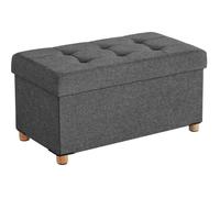 SONGMICS Tabouret de Rangement, Pouf Pliable, Repose-Pieds, 38 x 76 x 40 cm, Bout de Lit Cubique avec Rangement, Charge jusqu'à 300 kg, pour Salon, Chambre, Entrée, Gris Ardoise LSF16GYZ