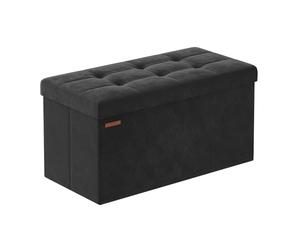 SONGMICS Banc de Rangement, Pouf Pliable, 38 x 76 x 38 cm, Bout de Lit, Repose-Pieds, Coffre de Rangement, Charge jusqu'à 300 kg, pour Salon, Chambre, Entrée, Noir d'encre LSF247B01