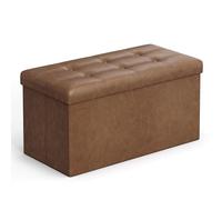 SONGMICS Banc, Pouf Pliable, 38 x 76 x 38 cm, Bout de Lit, Repose-Pieds, Coffre de Rangement, Charge jusqu'à 300 kg, pour Salon, Chambre, Entrée, Marron Café LSF40K11