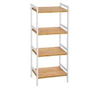 SONGMICS BCB74WN Étagère de Cuisine en Bambou avec 4 étagères 45 x 31,5 x 110 cm Idéal pour Salle de Bain, Cuisine, Salon, Chambre, Balcon, Blanc Naturel