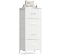 SONGMICS BELLAH Collection - Commode, Meuble de Rangement pour Chambre, Couloir, Entrée, Salon, Cadre en Acier, 4 Tiroirs, Style Moderne, Blanc Nuage et Blanc Neige LGS314WH01