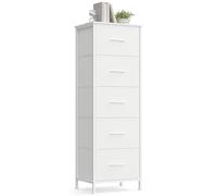 SONGMICS BELLAH Collection - Commode, Meuble de Rangement pour Chambre, Couloir, Entrée, Salon, Cadre en Acier, 5 Tiroirs, Style Moderne, Blanc Nuage et Blanc Neige LGS315WH01