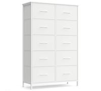 SONGMICS BELLAH Collection - Commode, Meuble de Rangement pour Chambre, Couloir, Entrée, Salon, Cadre en Acier, 10 Tiroirs, Style Moderne, Blanc Nuage et Blanc Neige LGS125WH01