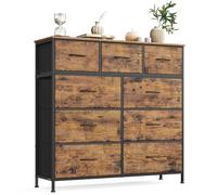 SONGMICS BELLAH Collection - Commode, Meuble de Rangement pour Chambre, Couloir, Entrée, Salon, Cadre en Acier, 9 Tiroirs, Style Industriel, Marron Rustique et Noir d'encre LGS324BH04