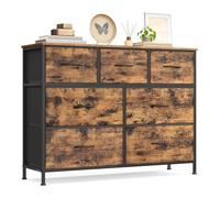 SONGMICS BELLAH Collection - Commode, Meuble de Rangement pour Chambre, Couloir, Entrée, Salon, Cadre en Acier, 7 Tiroirs, Style Industriel, Marron Rustique et Noir d'encre LGS323BH04