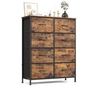 SONGMICS BELLAH Collection - Commode, Meuble de Rangement pour Chambre, Couloir, Entrée, Salon, Cadre en Acier, 8 Tiroirs, Style Industriel, Marron Rustique et Noir d'encre LGS124BH04