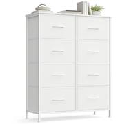 SONGMICS BELLAH Collection - Commode, Meuble de Rangement pour Chambre, Couloir, Entrée, Salon, Cadre en Acier, 8 Tiroirs, Style Moderne, Blanc Nuage et Blanc Neige LGS124WH01