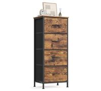 SONGMICS BELLAH Collection - Commode, Meuble de Rangement pour Chambre, Couloir, Entrée, Salon, Cadre en Acier, 4 Tiroirs, Style Industriel, Marron Rustique et Noir d'encre LGS314BH04