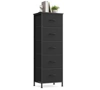 SONGMICS BELLAH Collection - Commode, Meuble de Rangement pour Chambre, Couloir, Entrée, Salon, Cadre en Acier, 5 Tiroirs, Style Moderne, Noir d'encre et Noir Boisé LGS315BH03