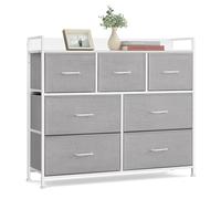 SONGMICS BELLAH Collection - Meuble de Rangement, avec 5 Tiroirs en Tissu, Style Industriel, pour Salon, Entrée, Couloir, Gris Tourterelle et Blanc Nuage LTS523GD01