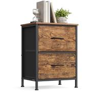 SONGMICS BELLAH Collection - Table de Chevet avec 2 Tiroirs, Table d’Appoint, pour Chambre, Cadre en Acier, Style Industriel, Marron Rustique et Noir d’Encre LGS312BH04