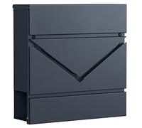 SONGMICS Boîte à Lettres, Fenêtre en V, Mural, avec Serrure et Couvercle, Porte-journaux, Facile à Installer, Gris Anthracite GMB054G01
