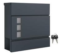SONGMICS Boîte aux Lettres Moderne, avec Porte-journaux, verrouillable | Boîte aux lettres, avec couvercle, facile à installer, Gris anthracite, Collection POSTER GMB052G01