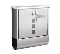 SONGMICS Boîte aux Lettres Murale d'Extérieur en Acier Inoxydable | Boîte aux Lettres avec Porte-Journaux, Serrure à Clé, Porte-Nom et Fenêtres, 30,8 x 10 x 33,8 cm GMB020S02V1