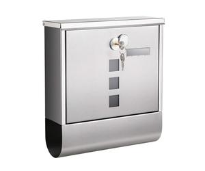 SONGMICS Boîte aux Lettres Murale d'Extérieur en Acier Inoxydable | Boîte aux Lettres avec Porte-Journaux, Serrure à Clé, Porte-Nom et Fenêtres, 30,8 x 10 x 33,8 cm GMB020S02V1