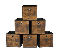SONGMICS Boîte de Rangement Cube, Lot de 6, Pliables, 26 x 26 x 28 cm | Bac avec Poignée, Panier, Tissu Oxford, non-tissé et papier, Adaptés aux Meubles Cubiques, Collection Tina RFB126B01