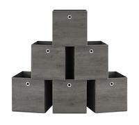 SONGMICS Boîte de Rangement, Lot de 6, Bac avec Poignée, 30 x 30 x 30 cm | Pliables, Cube Tissu Non-tissé et Oxford, Adaptés aux Meubles Cubiques, Vêtements, Gris Brumeux, Collection TINA RFB102G01