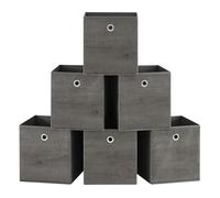 SONGMICS Boîte de Rangement, Lot de 6, Bac avec Poignée, Pliables | Panier, Cube Tissu Non-tissé et Oxford, 26 x 26 x 28 cm, Vêtements, Gris Brumeux, Collection TINA RFB126G01