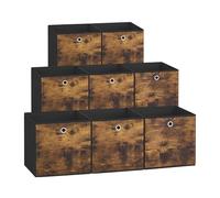 SONGMICS boîte de rangement, lot de 8, boîtes de rangement, boîte pliante, 30 x 30 x 30 cm, boîte en tissu, pour étagère cube, organisateur pour vêtements, marron-noir vintage RFB830B01
