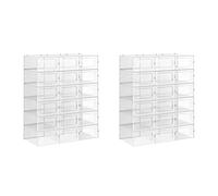 SONGMICS Boîtes à Chaussures Ensemble de 36, Rangement Empilable | Boîte Transparente avec Porte, Organisateur Gain de Place, en Plastique, 33,3 x 23 x 14 cm, Blanc Nuage