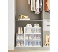 SONGMICS Boîtes à chaussures Lot de 8 boîtes de rangement Organiseur à chaussures Boîtes en plastique blanc