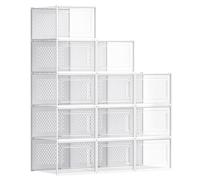 SONGMICS Boîtes à chaussures Lot de 8 boîtes de rangement Organiseur à chaussures Boîtes en plastique blanc