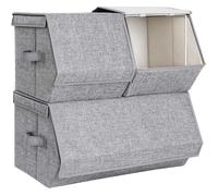 SONGMICS Boîtes de Rangement, Lot de 3, avec Couvercle, Cadre métallique, Gris