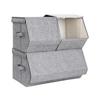SONGMICS Boîtes de Rangement, Lot de 3, avec Couvercle, Cadre métallique, Gris