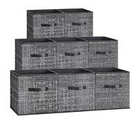 SONGMICS Boîtes de Rangement, Lot de 8 Boîtes de Rangement en Tissu Non-Tissé de 30 cm, avec Poignées Doubles, Organisateurs de Cubes, pour Étagère, Pliables, pour Vêtements, Noir Encre ROB830B01