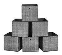 SONGMICS Boîtes de Rangement, Pliables, Lot de 6, 30 x 30 x 30 cm | Coffres de Rangement, Cubes, en Tissu Non-Tissé, avec Œillet, pour Étagère, Noir D'Encre, Collection TINA RFB006B01