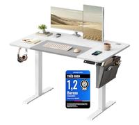 SONGMICS Bureau Électrique Réglable en Hauteur, 120 x 60 cm, Table Assis-Debout, Fonction Mémoire 4 Hauteurs, pour Bureau, Télétravail, Blanc Nuage et Gris Tourterelle LSD015W02