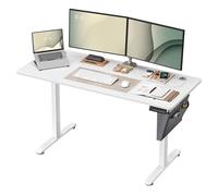 SONGMICS Bureau Électrique Réglable en Hauteur, 140 x 60 cm, Table Assis-Debout, Fonction Mémoire 4 Hauteurs, pour Bureau, Télétravail, Blanc Nuage LSD134W01