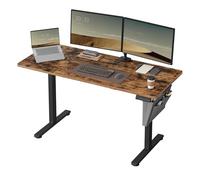 SONGMICS Bureau Électrique Réglable en Hauteur, 140 x 60 cm, Table Assis-Debout, Fonction Mémoire 4 Hauteurs, pour Bureau, Télétravail, Marron Rustique et Noir d'encre LSD134K01