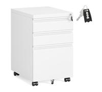 SONGMICS Caisson de Bureau 3 Tiroirs, Casier sur roulettes pour Bureau à Domicile, Structure en Acier, 3 Tiroirs Verrouillables, Support pour Imprimante, 39 x 50 x 62 cm, Blanc Mat OFC033W101