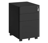 SONGMICS Caisson de Bureau, 3 Tiroirs, Verrouillable, en Métal | Table pour Imprimante, pour Bureau, Préassemblé, 50 x 39 x 59 cm, Noir Mat, Collection BEREND OFC032B101