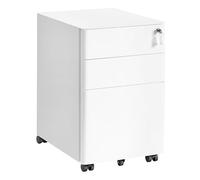 SONGMICS Caisson de Bureau, 3 Tiroirs, Verrouillable, en Métal | Table pour Imprimante, pour Bureau, Préassemblé, 50 x 39 x 59 cm, Blanc Mat, Collection BEREND OFC032WG01