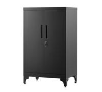 SONGMICS Caisson de Bureau à 2 Portes, Verrouillable, en Acier | Placard Polyvalent, Armoire de Bureau, pour Salon, Noir mat, Collection BEREND OMC012B01