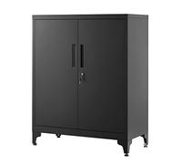 SONGMICS Caisson de Bureau à 2 Portes, Verrouillable, en Acier | Placard Polyvalent, Armoire de Bureau, pour Salon, Noir mat, Collection BEREND OMC013B01