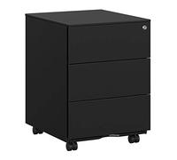 SONGMICS Caisson de Bureau, Métallique, Verrouillable, 3 Tiroirs | Meuble de Bureau, Casier sur Roulettes, pour Imprimante, Prémonté, 39 x 45.1 x 53.8 cm, Noir Mat, Collection BEREND OFC63BK