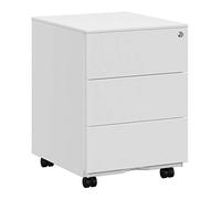 SONGMICS Caisson de Bureau, Métallique, Verrouillable, 3 Tiroirs | Meuble de Bureau, Casier sur Roulettes, pour Imprimante, Prémonté, 39 x 45,1 x 53,8 cm, Blanc Mat, Collection BEREND OFC63WT